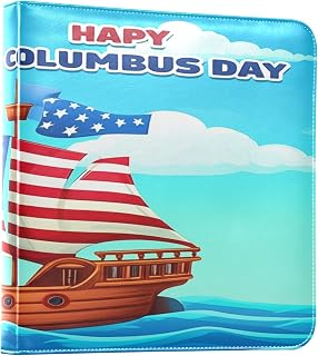 Xpdkjwd Columbus Day Elements Leather Scrapbook, DIY Photo Album, Family Memory Book, Photo Book for 2×3, 4×6, 5×7, 6×8 Photos
