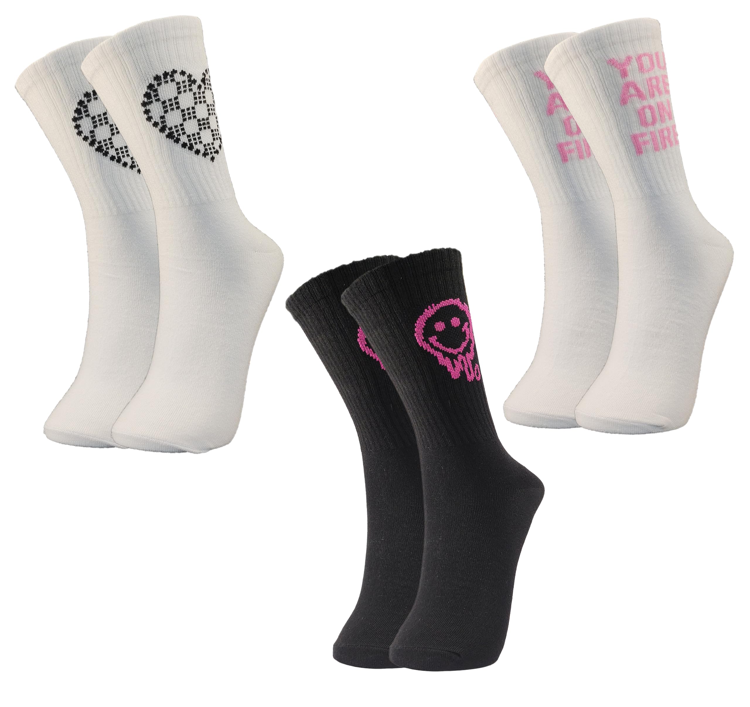 TRAZO Women's Calf Length Designer Knitted Multicolor, Multi-Purpose Socks | Socks for Women (Pack of 3)