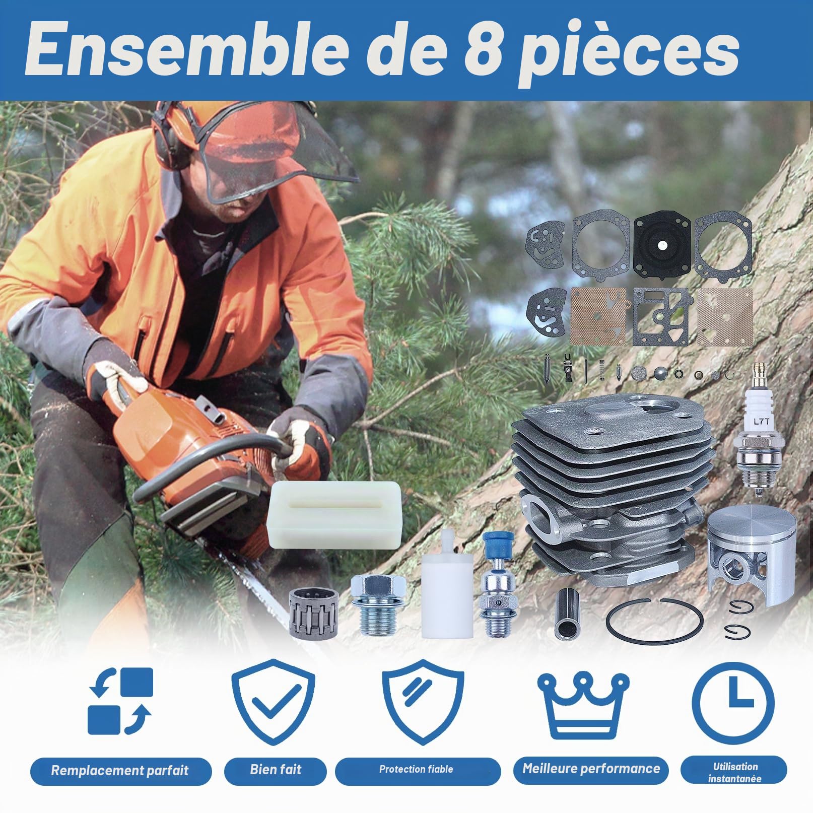 Kit de réparation de carburateur de cylindre 45 mm pour tronçonneuse Husqvarna 254 154 XP 254XP Remplace 503503903