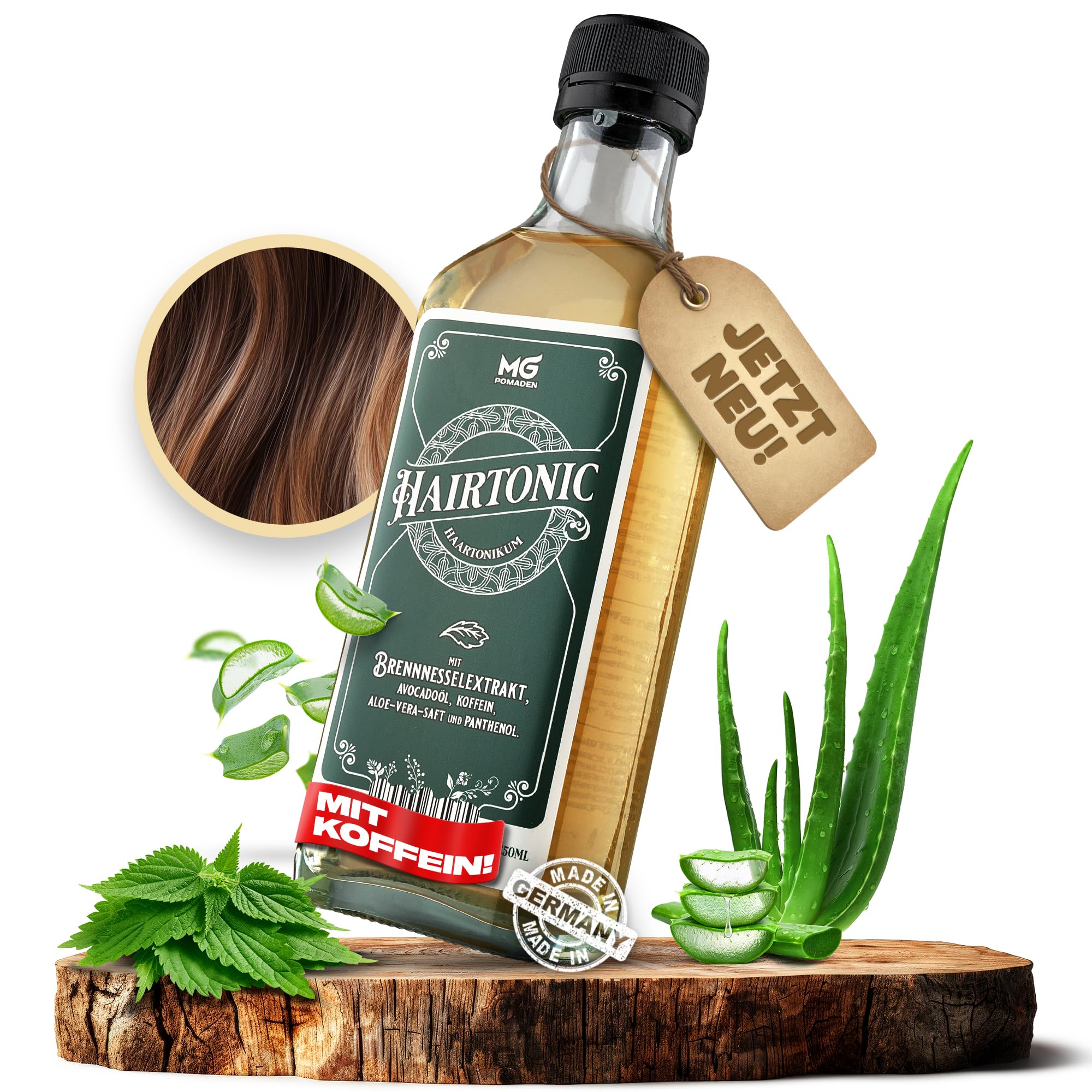 Hairtonic Lotion Capillaire à l’Ortie – Soin quotidien cuir chevelu & cheveux – Caféine, Aloe Vera, Panthénol – Sans rinçage