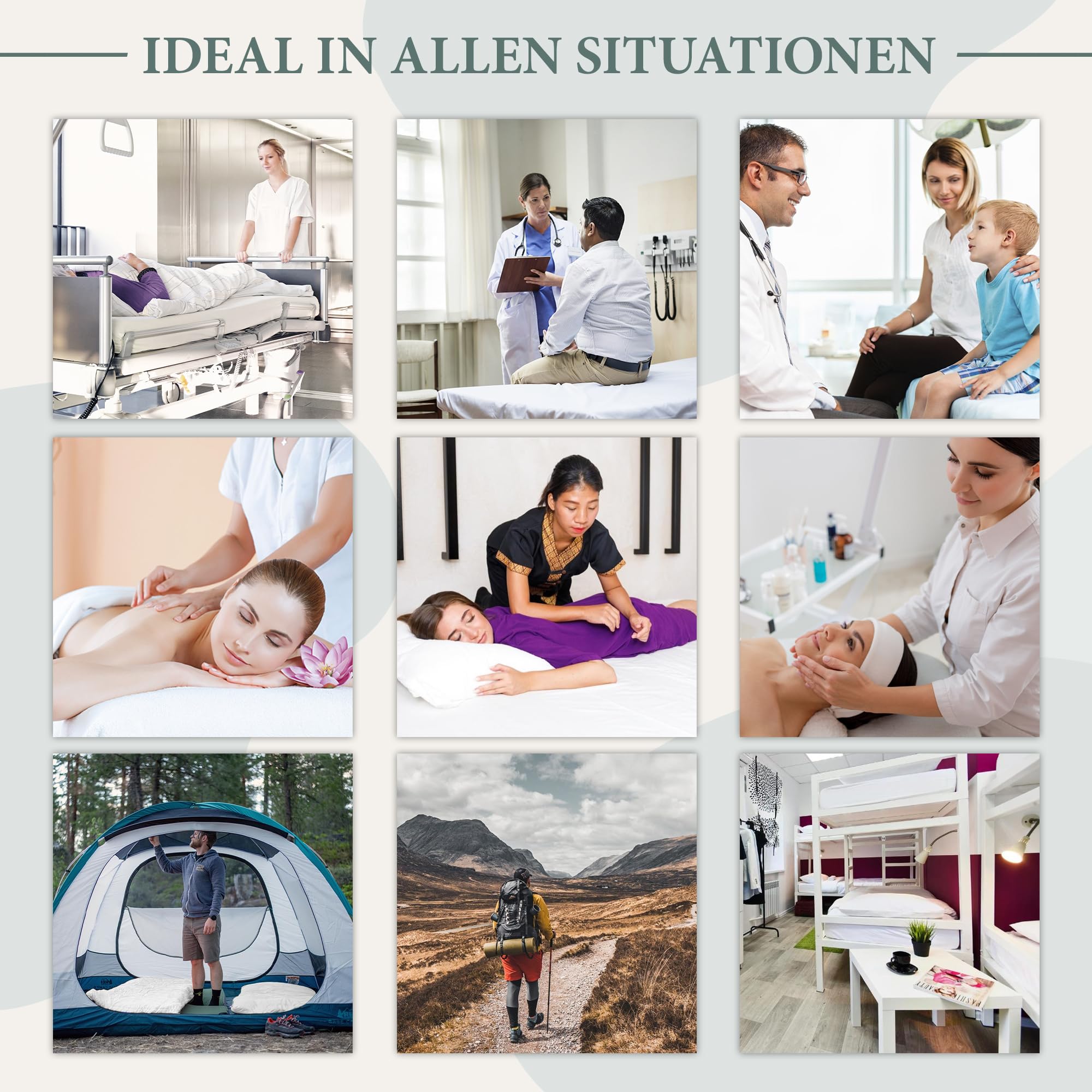 100 Stück Einweg Bettlaken Verstellbar 95x220cm, Kosmetikliege Bezug, Massageliege Auflage, Einweg Vliesstoff für SPA, Tattoo, Massagesalon, Kosmetikstudio Zubehör, Liegen Unterlage