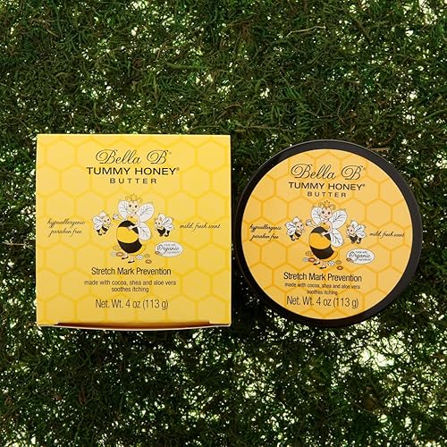Miniatura 5 de BELLA B Mantequilla de miel para el abdomen loción para el tratamiento y prevención de estrías fórmula natural a base de plantas con cacao y manteca