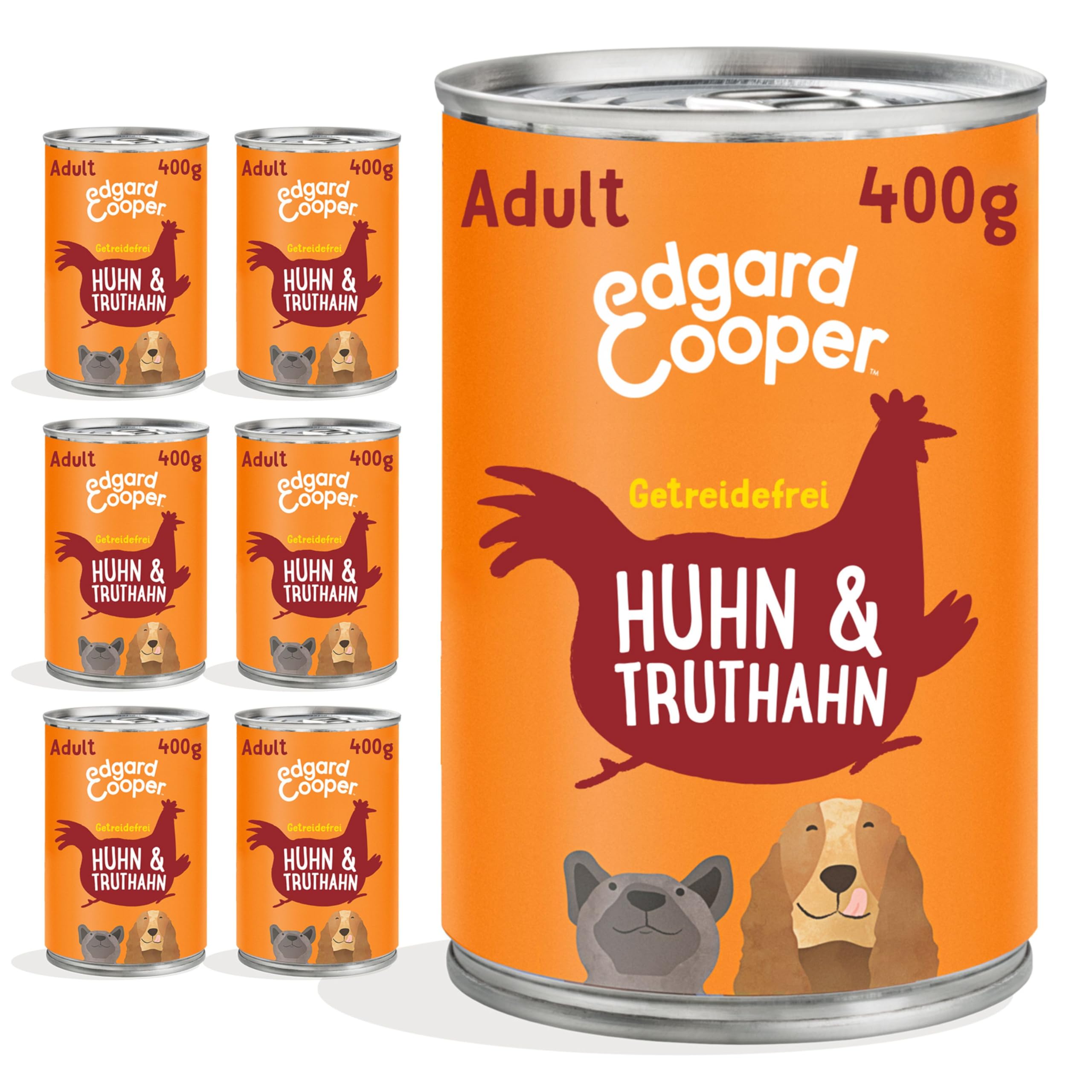 Edgard & Cooper graanvrij natvoer in blik voor volwassen honden - 400g - Kip & Kalkoen - Veel vers vlees & voedzaam orgaanvlees, natuurlijke ingrediënten | Edgard & Cooper