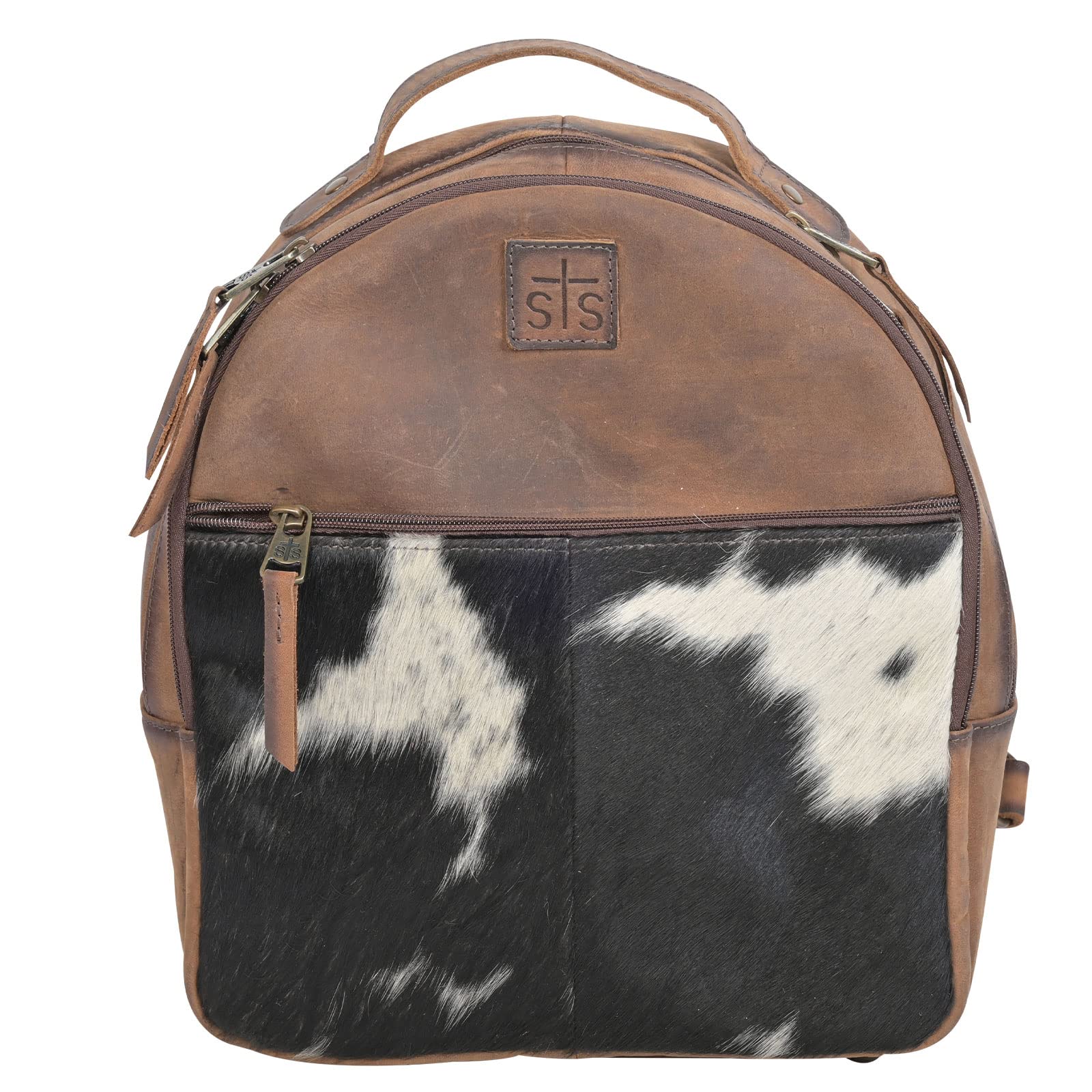 STS Ranchwear Women's Phoenix Casual Durable Leather Brown Backpack with Adjustable Shoulder Straps, Tornado/Cowhide, One Size