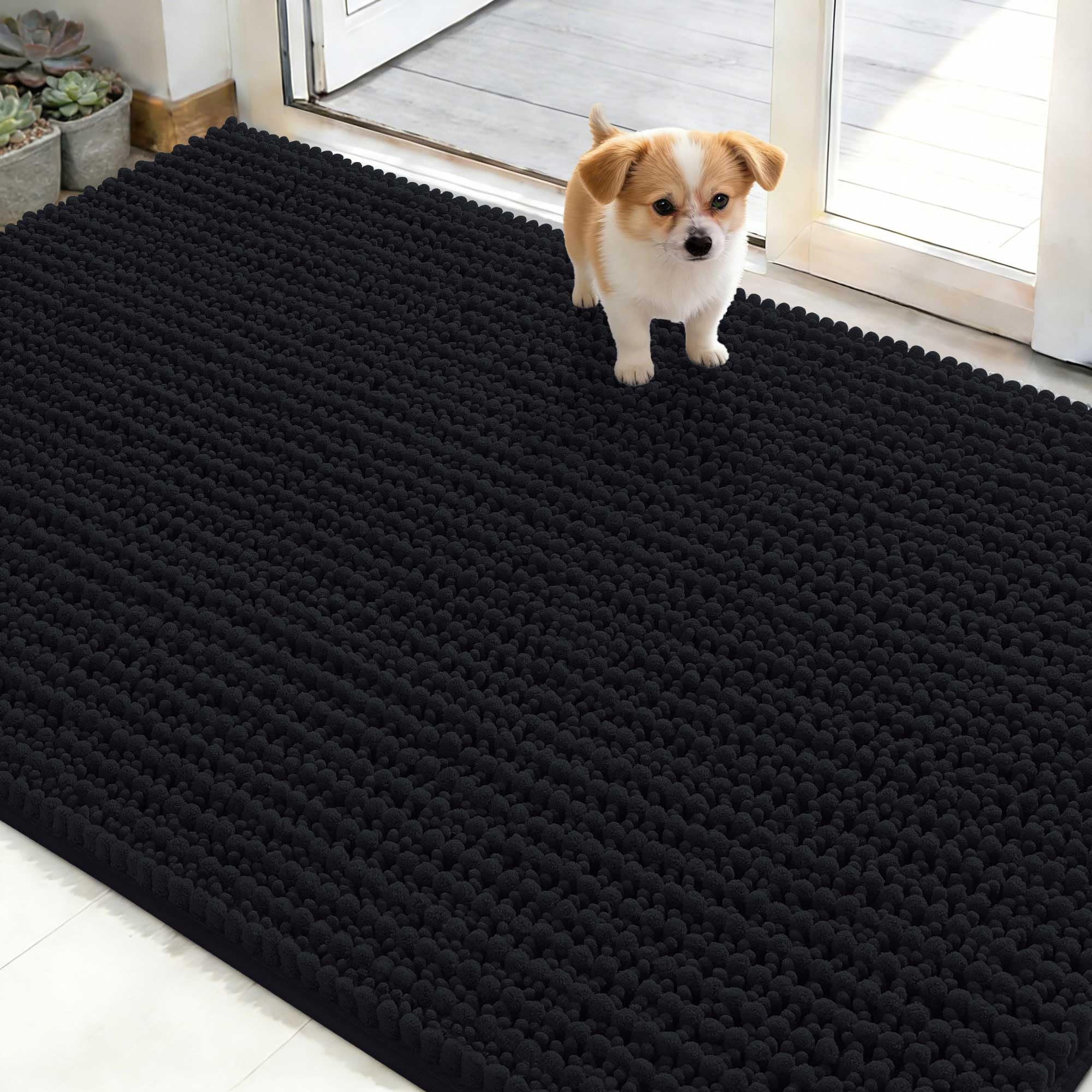 OLANLY Dog Door Mat for Muddy Paws 48x30, Ultra-Absorbent Chenille Mud Mat