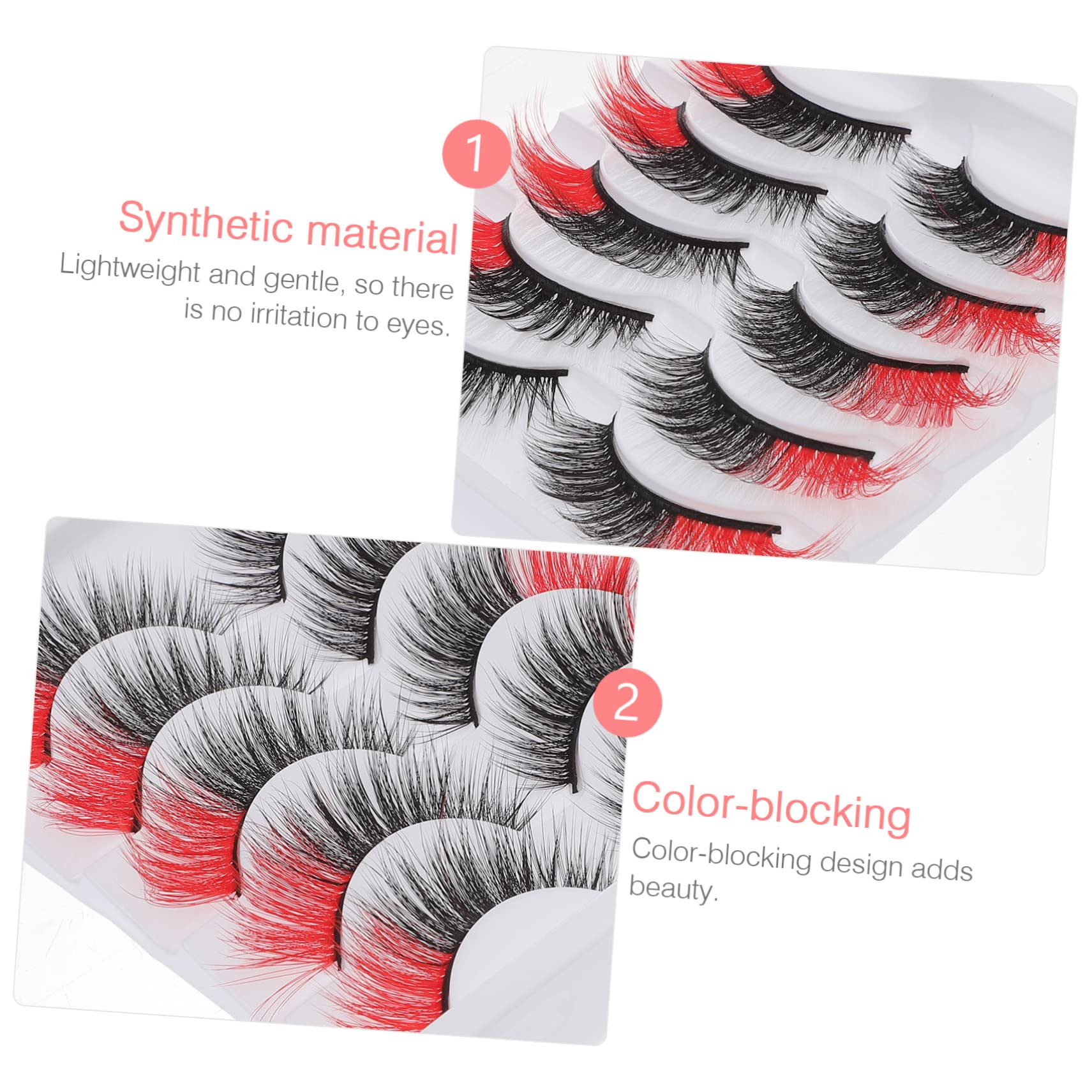WOONEKY 25 Paia ciglia finte colorate ciglia con strisce di ciglia colorate ciglia manga pestañas postizas naturales ciglia di ciglia cosmetiche Imitazione rosso