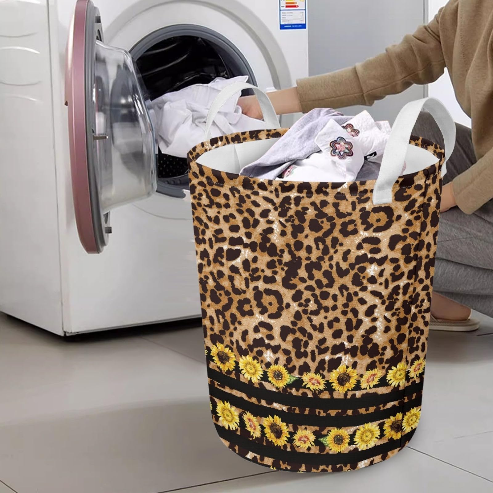 FANSU Ceste Biancheria Rotonda, Stampa Colorato Cesto Portabiancheria Pieghevole Cestello per Bucato Impermeabile Cesti Lavanderia Cesto Bucato Sporco (Taglia Unica,Piuma