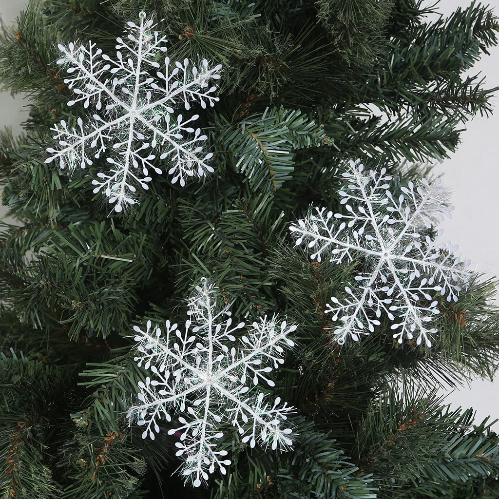 Ozeau White Snowflake Ornaments Winter Christmas Tree Decoration Snow Flakes for Crafting Wedding Backdrop