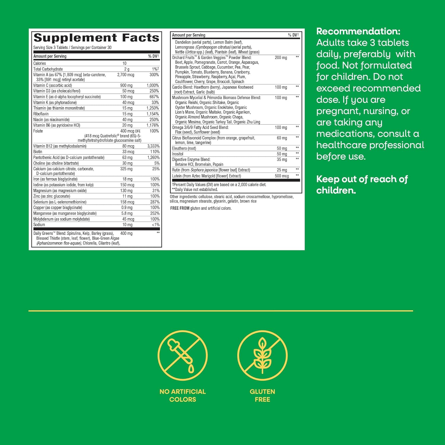Nature’s Way Alive! Max3 Potency Daily Multivitamin with Iron, High Potency Adult Multivitamins to Support Cellular Energy Metabolism, Heart, and Muscle Function* for Women & Men, 90 Tablets
