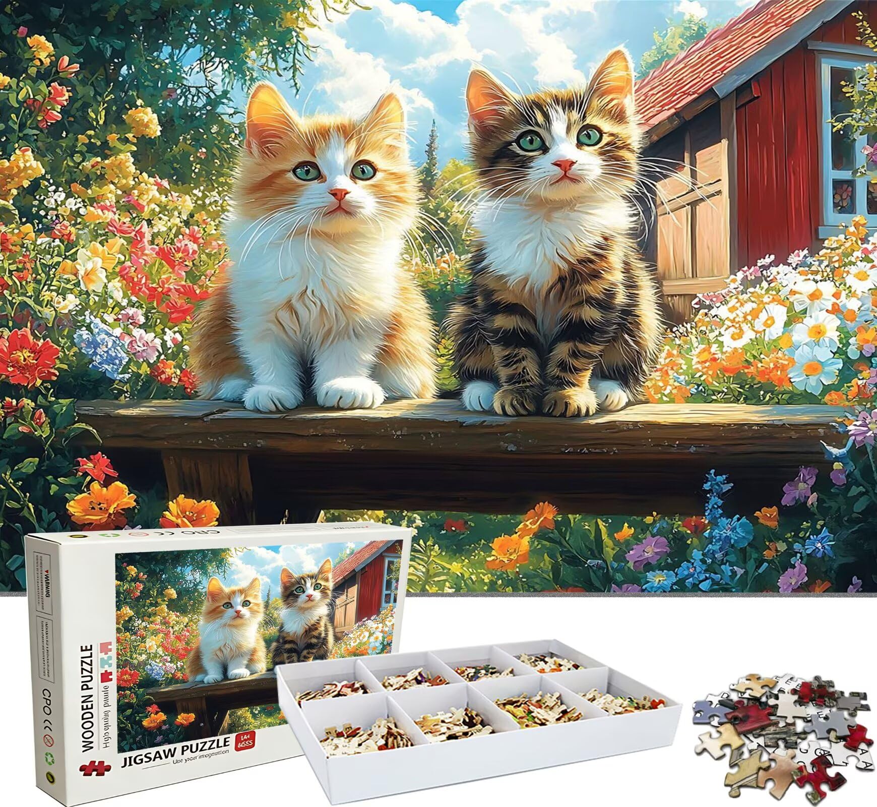 Puzzle 1500 Teile, Holzpuzzle Erwachsene Tier Katze-4 Impossible Klassische Jigsaw Puzzles 87 x 57 cm, Familien Spiel, Puzzle Stressabbau Denkspiel, Puzzle-Liebhaber w0-168