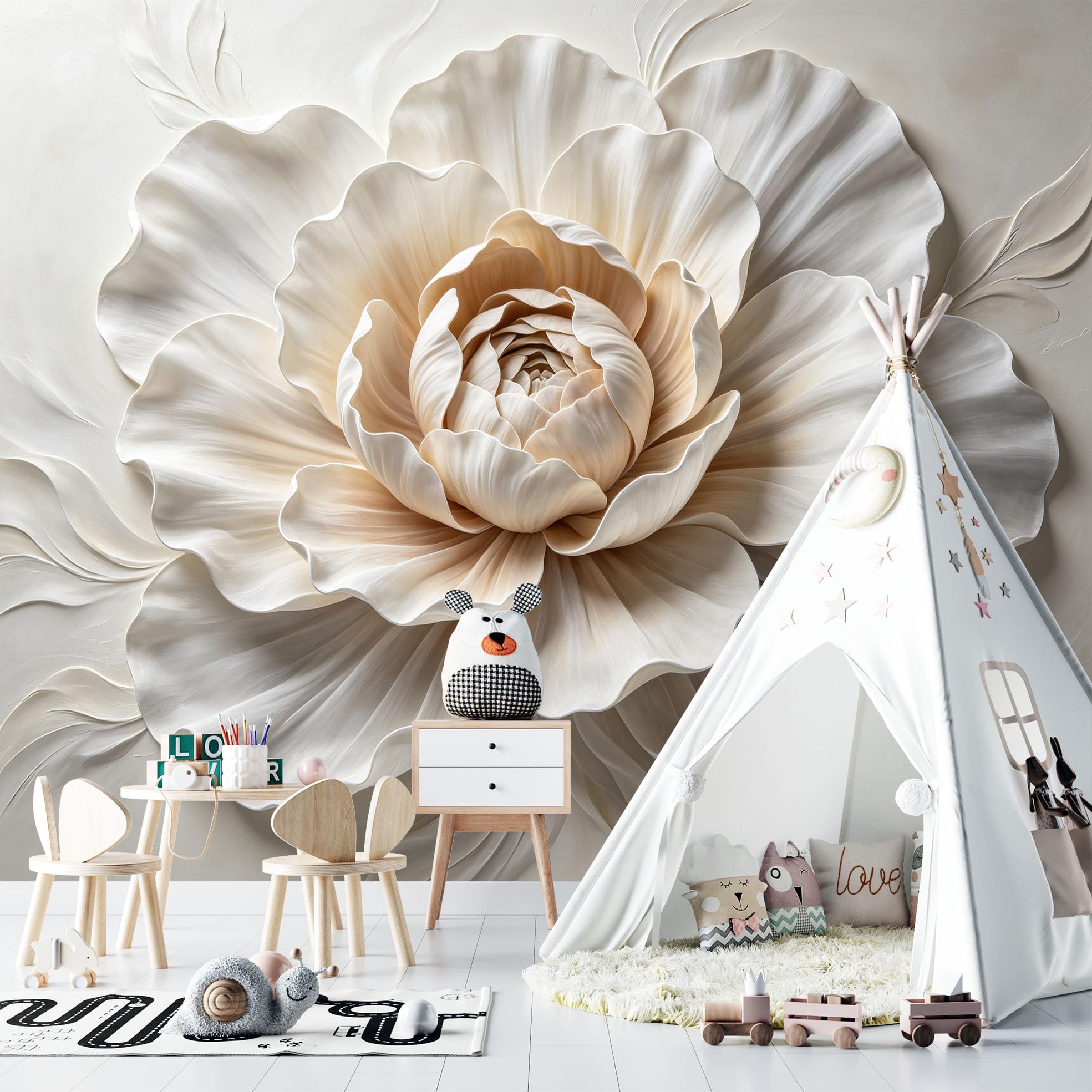 Papier Peint Photo Mural Intissé Grand Format À Motif Pivoine 450 x 320 cm 3D Élégant Motif Floral Décoration Fresque Murale Moderne pour Salon Ou Chambre.
