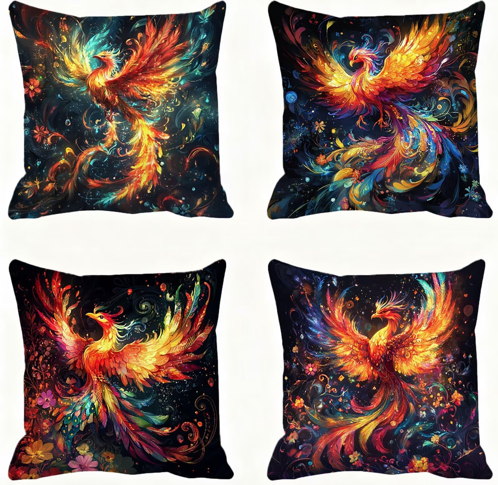 Vistoso Funda Cojin 60x60 FéNix Funda Almohada 60x60 Cojines Sofa Súper Suave Fundas Cojines Decorativos Fundas Almohadas 4 Piezas Cervicales y Cuello, para Hogar Sofa Cama Salon Decoracion E - 883