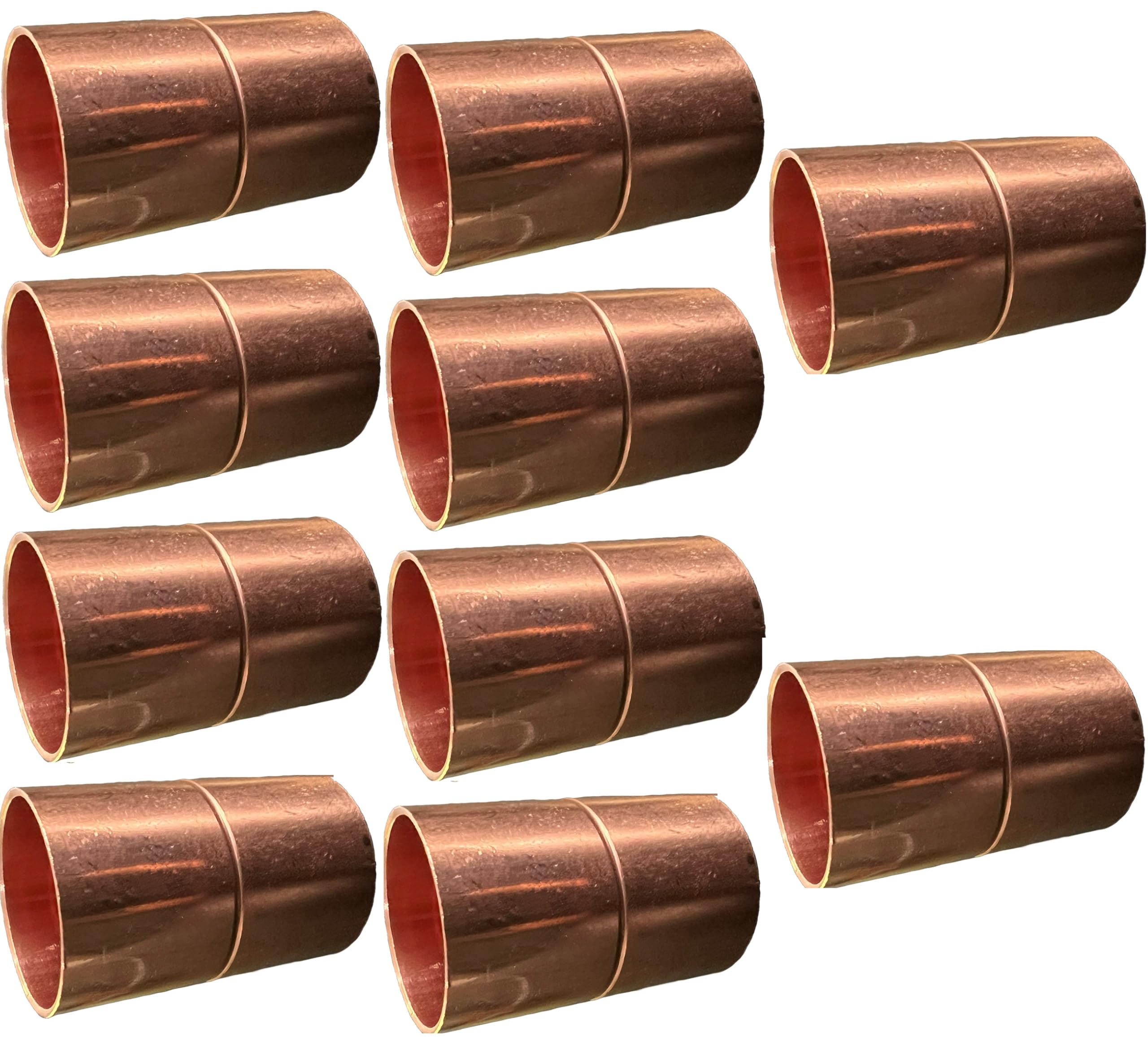 (10) EZ-FLUID Plumbing 1/2-Inch Copper Coupling with Stop, C x C Sweat Connection w/Roll Pipe Stop, Sweat Solder Connection Connector End Repair Coupler Copper Fittings,Residential,Commercial