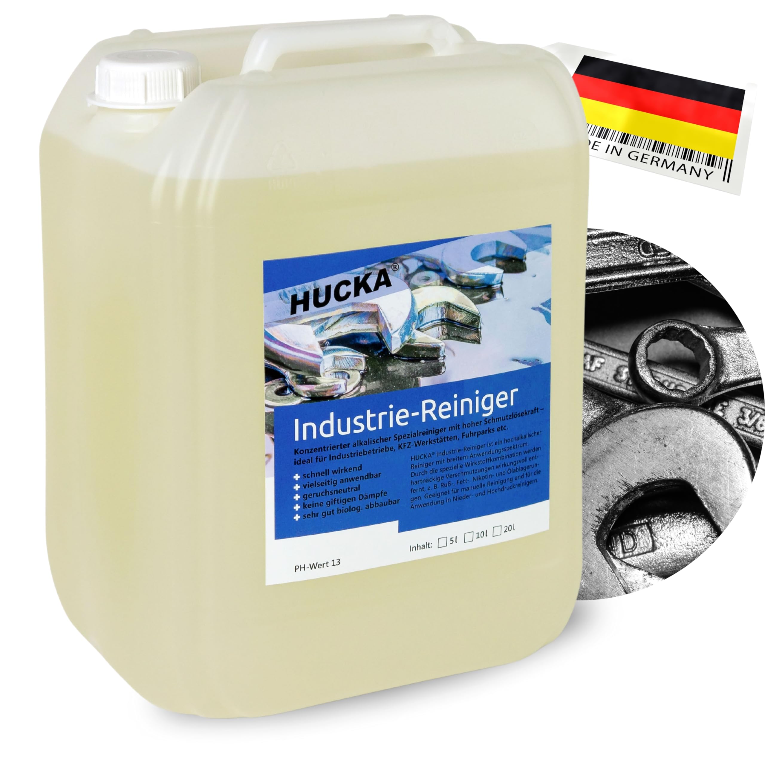 Industriereiniger - Konzentrat (10 Liter) - Werkstattreiniger für Böden, Maschinen, Anlagen und Fahrzeuge