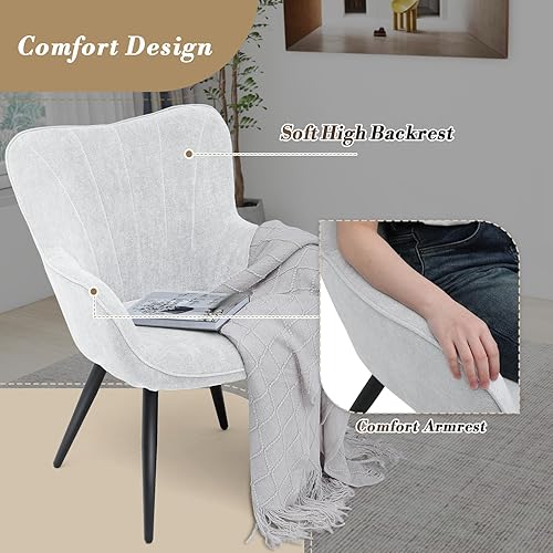 Miniatura 4 de Athena Collection Wingback - Juego de 2 sillas decorativas para sala de estar, sillas de lectura tapizadas de tela de lino para adultos, cómodo