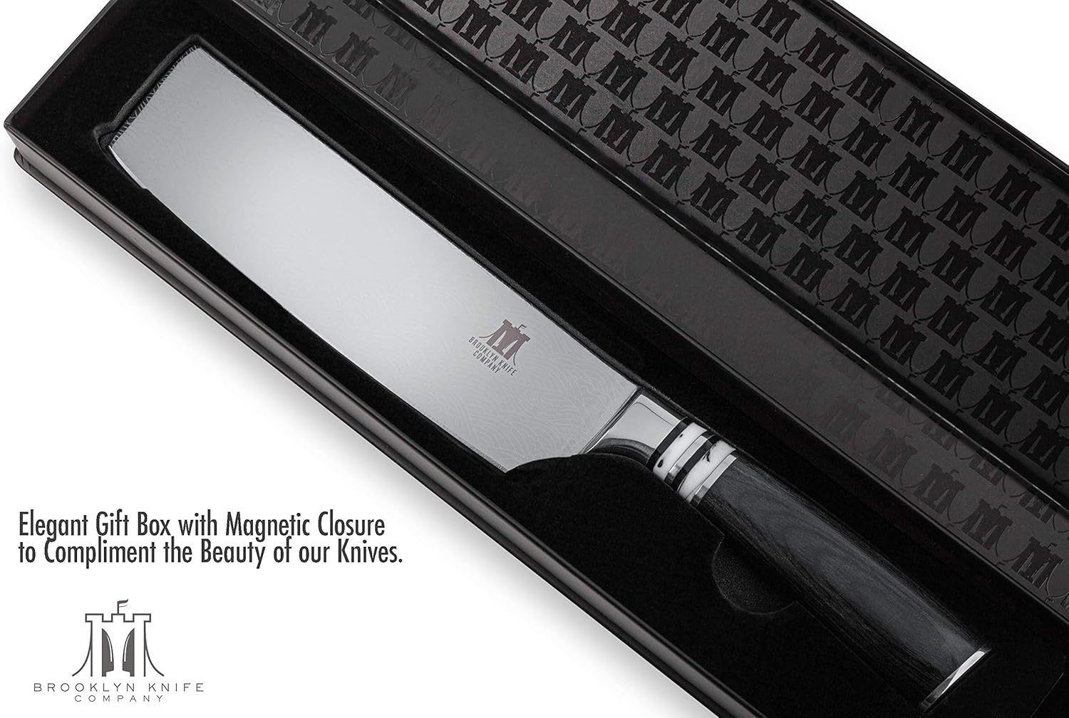 Brooklyn Knife Co. Cleaver Nakiri Butcher Knife - Japanese Seigaiha Series - Etched High Carbon Steel 7-Inch