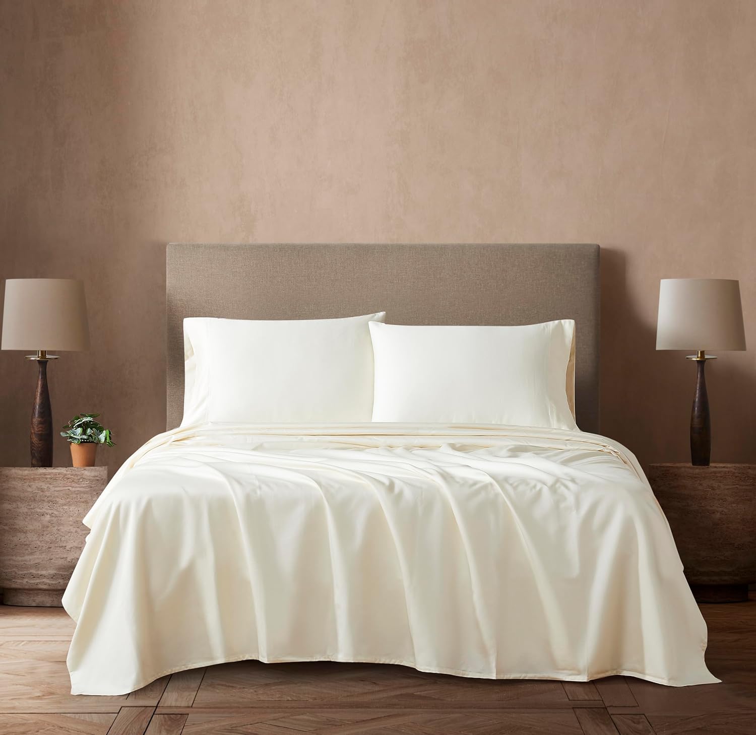 linen closet luxury cotton 800 thread count supima cotton 3-piece sheet set, twin, ivory twin ivory