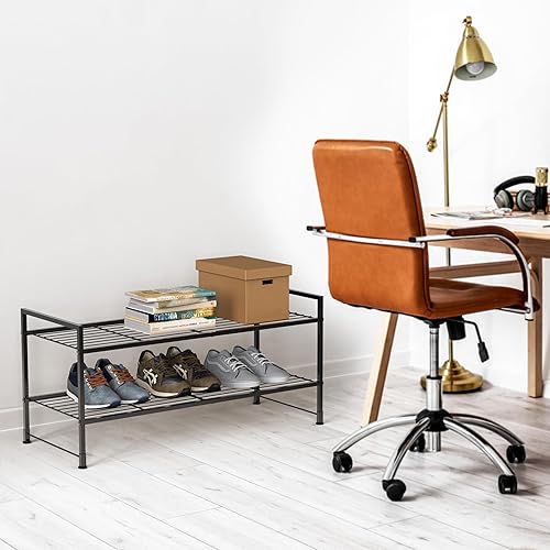 Miniatura 7 de Simple Houseware Zapatero de alambre apilable de 2 niveles, negro