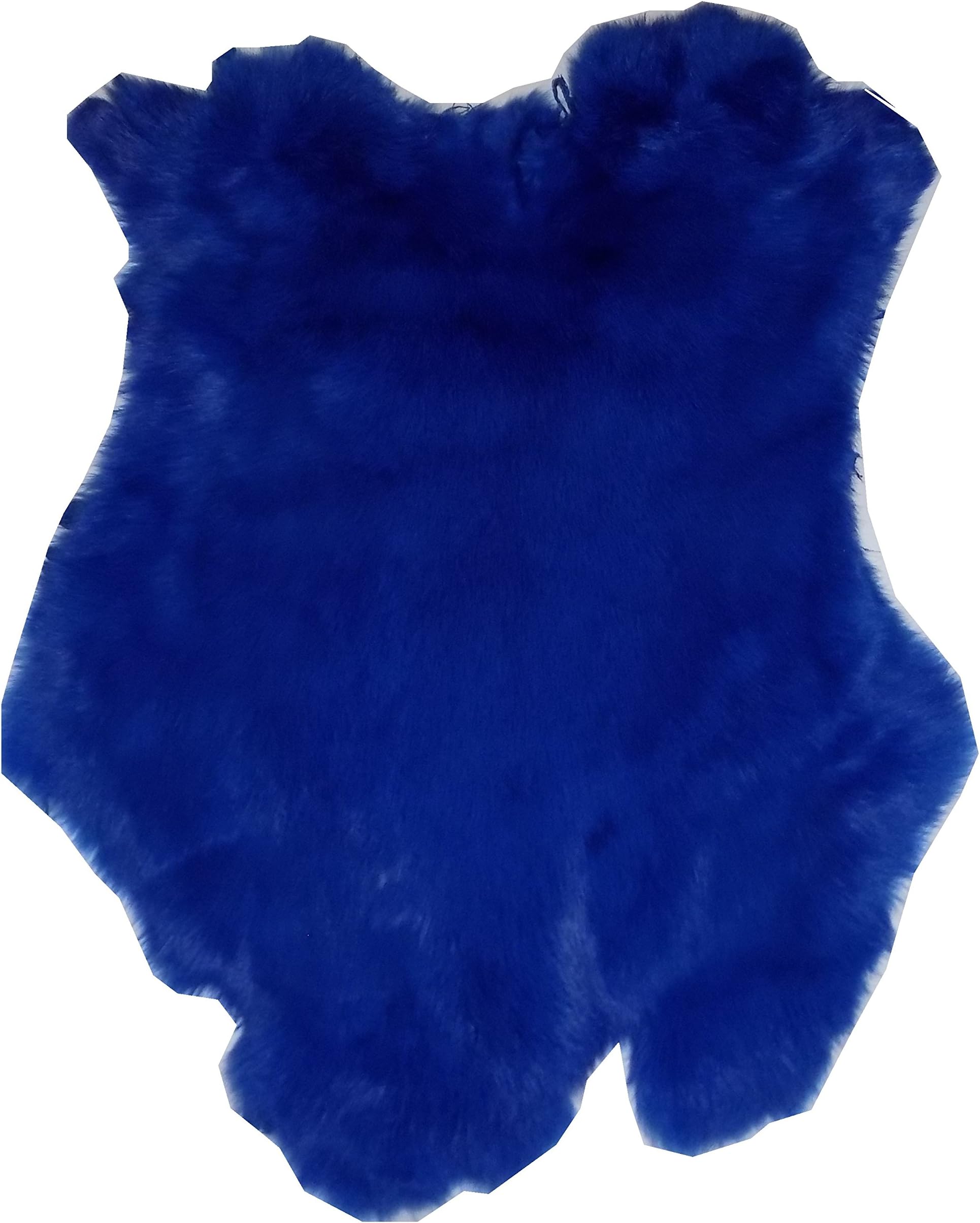 Dyed Tanned Rabbit Fur Hide - 10" by 12" Rabbit Pelt with Sewing Quality Leather (Blue)