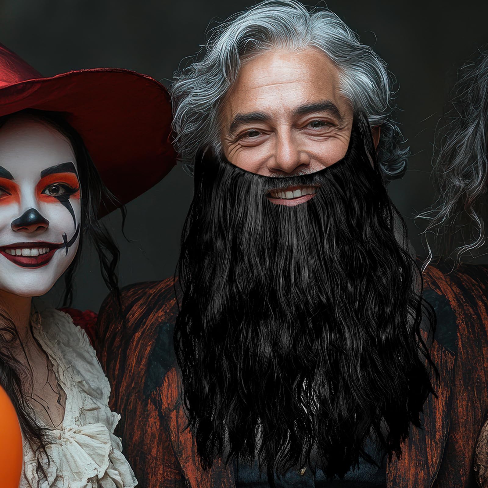 Barba finta, baffi artificiali per costume da Babbo Natale, barba lunga con baffi e baffi da Babbo Natale per Halloween, mascherata, Natale