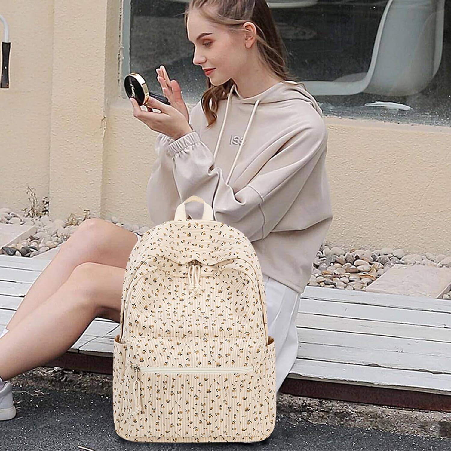 BTOOP School Backpack for Teens Large Corduroy Bookbag Lightweight 15.6 inch Laptop Bag for Girls Women Casual High School College - Image 5