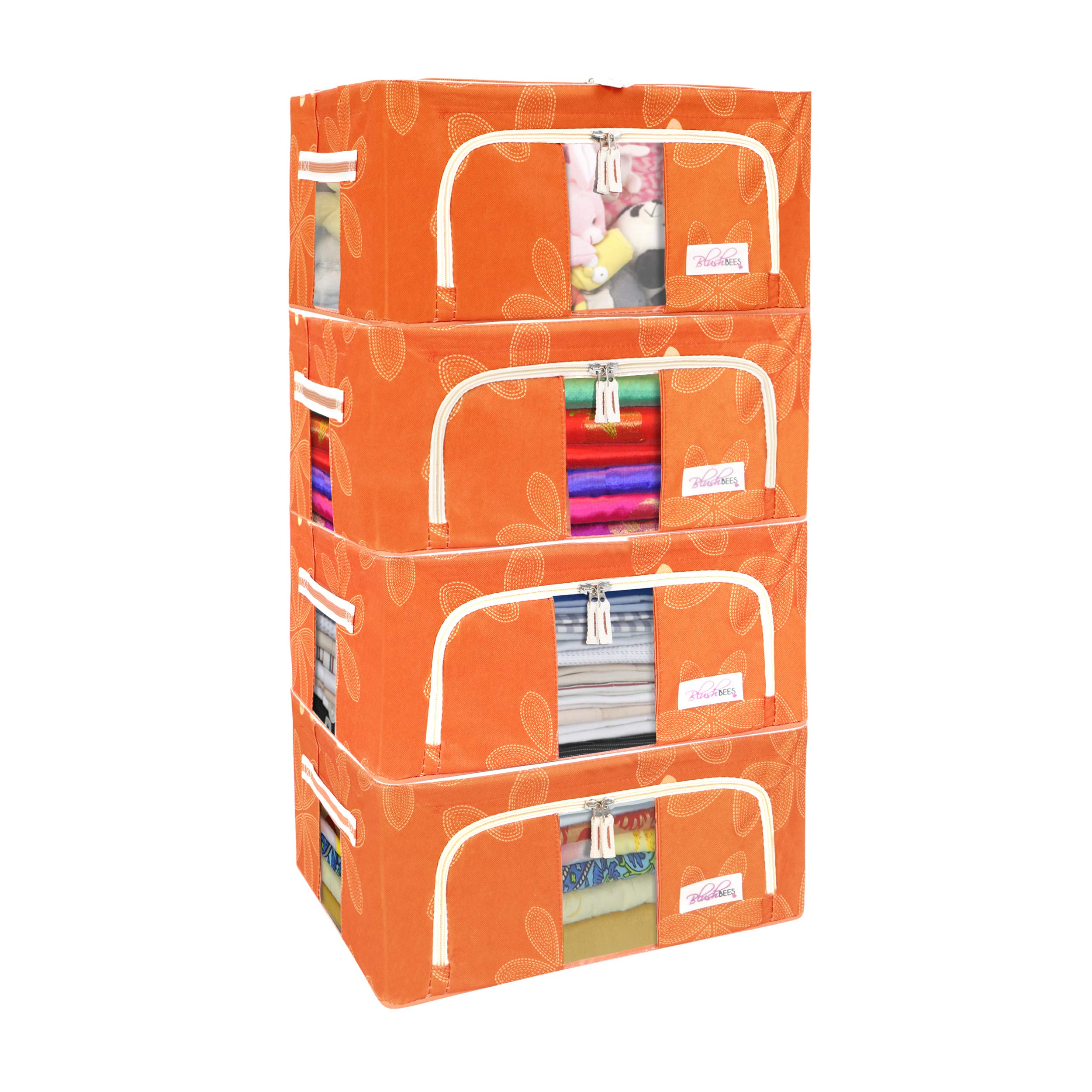 BlushBees Oxford Fabric Living Box-Storage Boxes For Clothes,Saree Cover-24 Litre,Pack Of 4,Orange,40 Cm,20 Cm (B07D5D7VGQ) Amazon Price History, Amazon Price Tracker