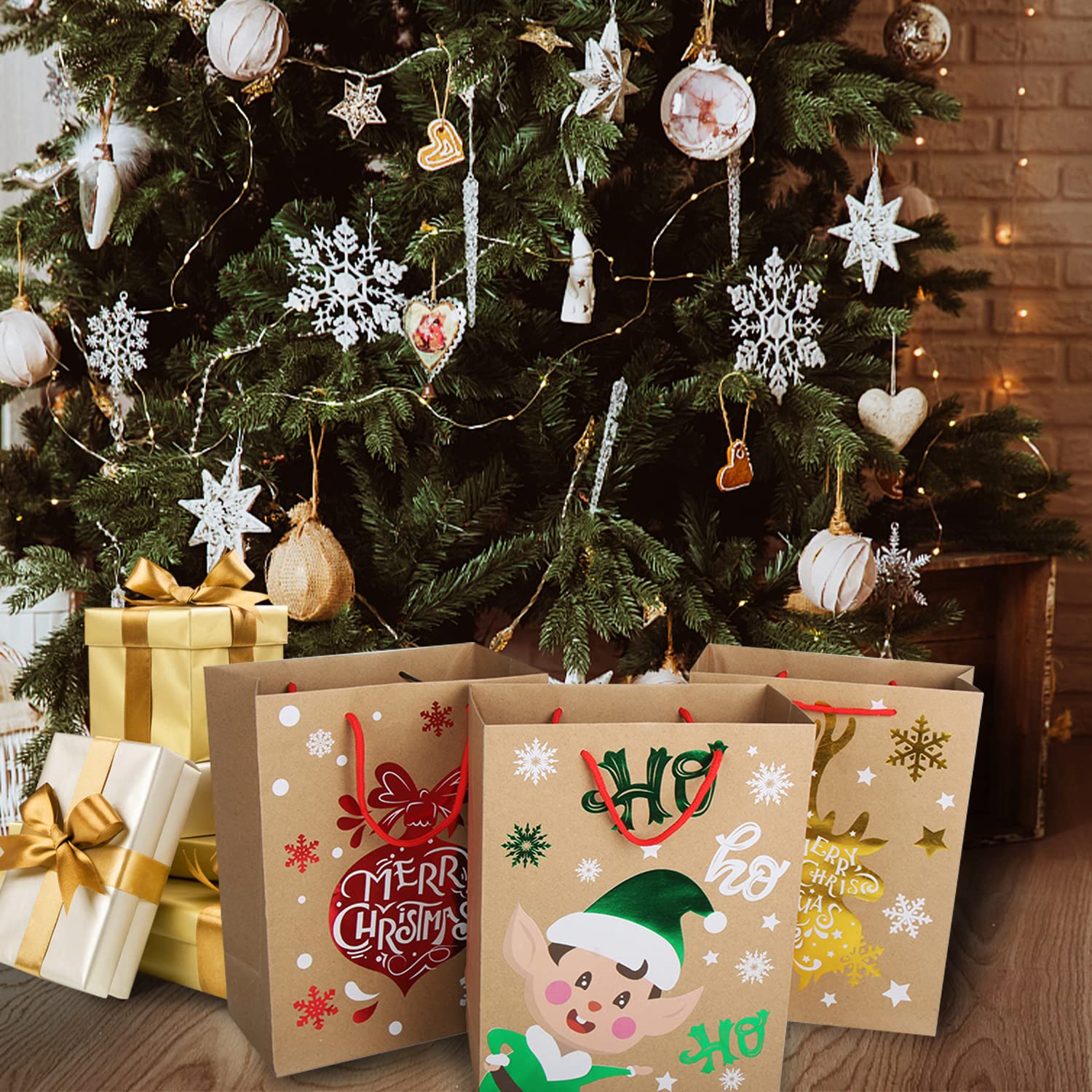 JOYIN 72 PCS Christmas Bags For Holiday Goody Gift, Plastic Bags With Handles For Xmas Party Favor, Party Decoration Supplies - View #4