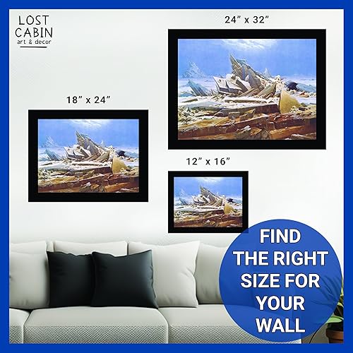 Miniatura 6 de Caspar David Friedrich - Cabaña perdida El mar de hielo  Impresión enmarañada en marco plano negro  Reproducción de pinturas de obras de arte finas