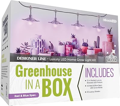 Miracle LED Grow with Elegance 4-Socket & Sliver Shade 4KK Purple Spectrum Edition