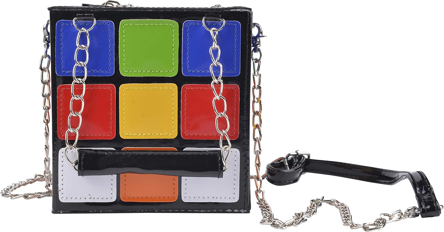 QZUnique Women's Cute Cube Shape Handbag Magic Shoulder Bag Clutch Bag With Super Long Shoulder Strap - Image 2
