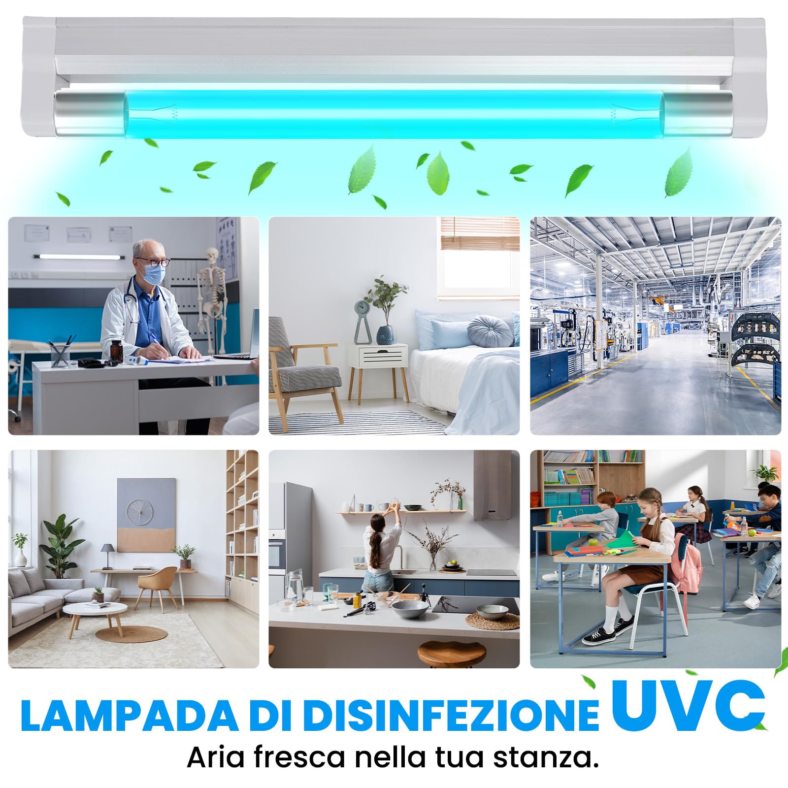 6W LED Lampada di Disinfezione Dell'ozono,G5 Lampada di Disinfezione UV,Lampada Germicida Con Luce Dell'ozono,Perfetta per la Scuola,Hotel,Ospedale,Laboratori,Ufficio,Mensa