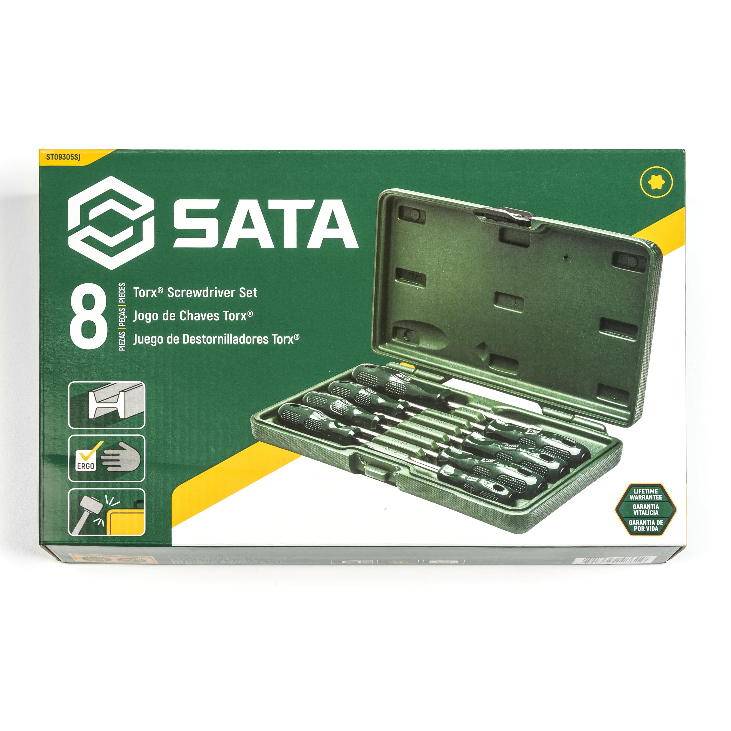 SATA ST09305SJ - Set di 8 cacciaviti Torx in acetato serie A, con manici ergonomici e lame resistenti in lega di acciaio