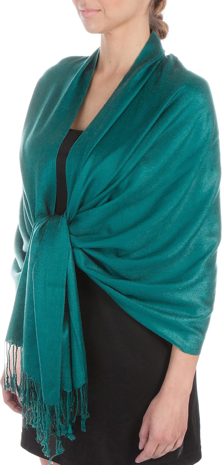Sakkas Silky Solid Soft Pashmina Shawl Wrap Stole Teal