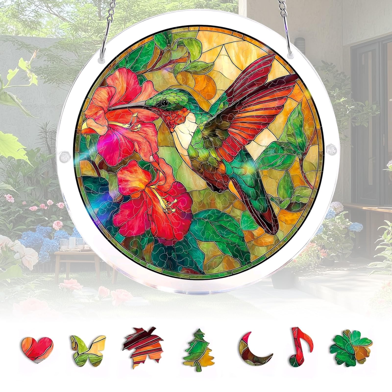 Acrylic Jigsaw Puzzle Suncatcher, Suncatcher Puzzle Window Hanging, Suncatchers Sun Catchers for Windows, Craft Kits for Adults Living Room Bedroom Summer Balcony Decor
