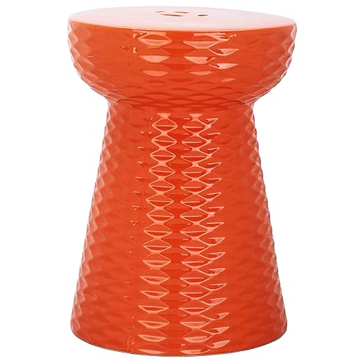 Safavieh Daphne Glazed Ceramic Decorative Garden Stool, Orange