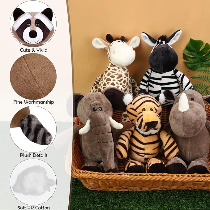 8 Peluches de Safari Animales de Peluche 24.9 cm Set Regalo miniatura 4