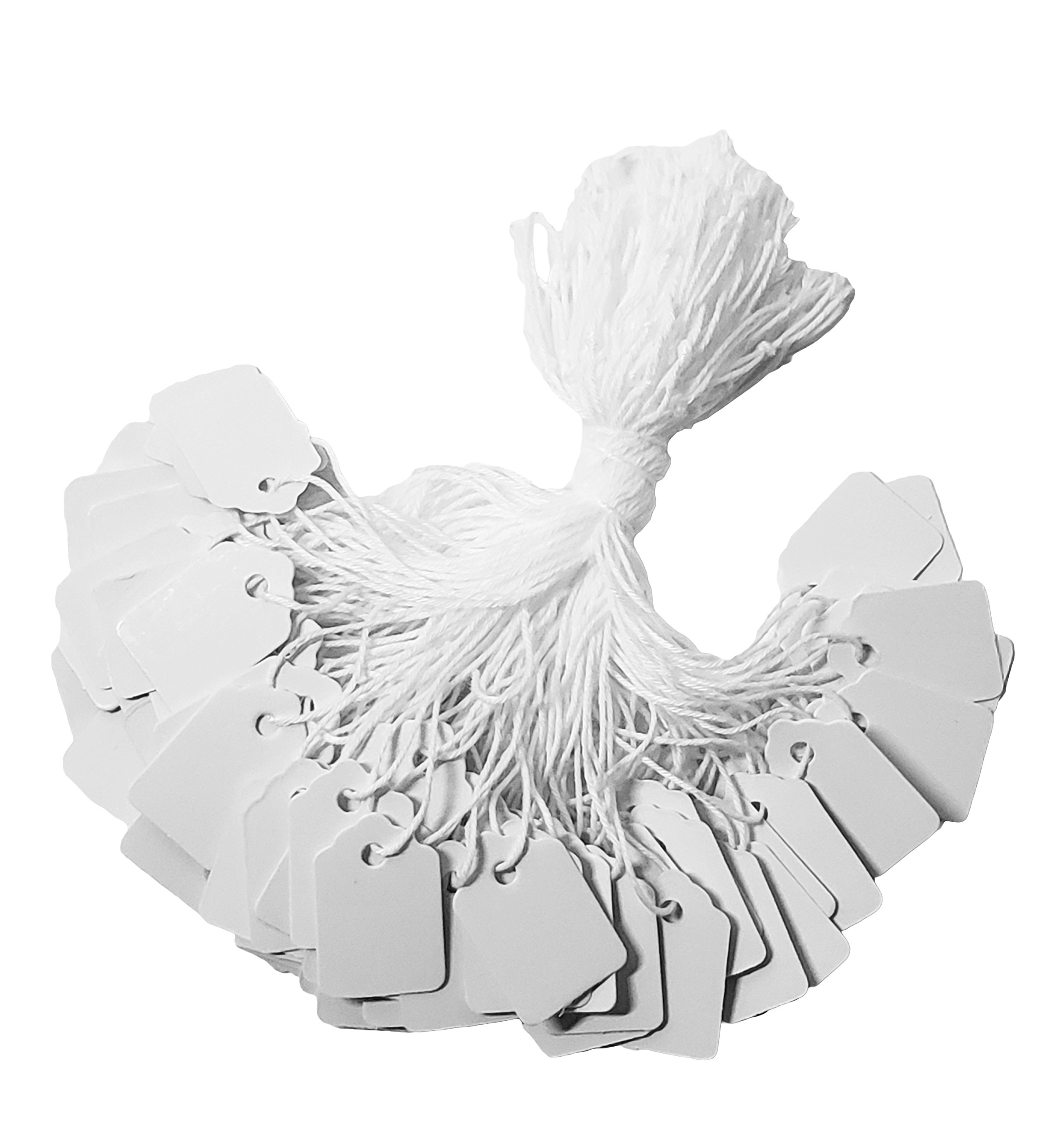 FlanicaUSA White Paper Tags, Jewelry Price Tags with string (5/8 x 15/16")