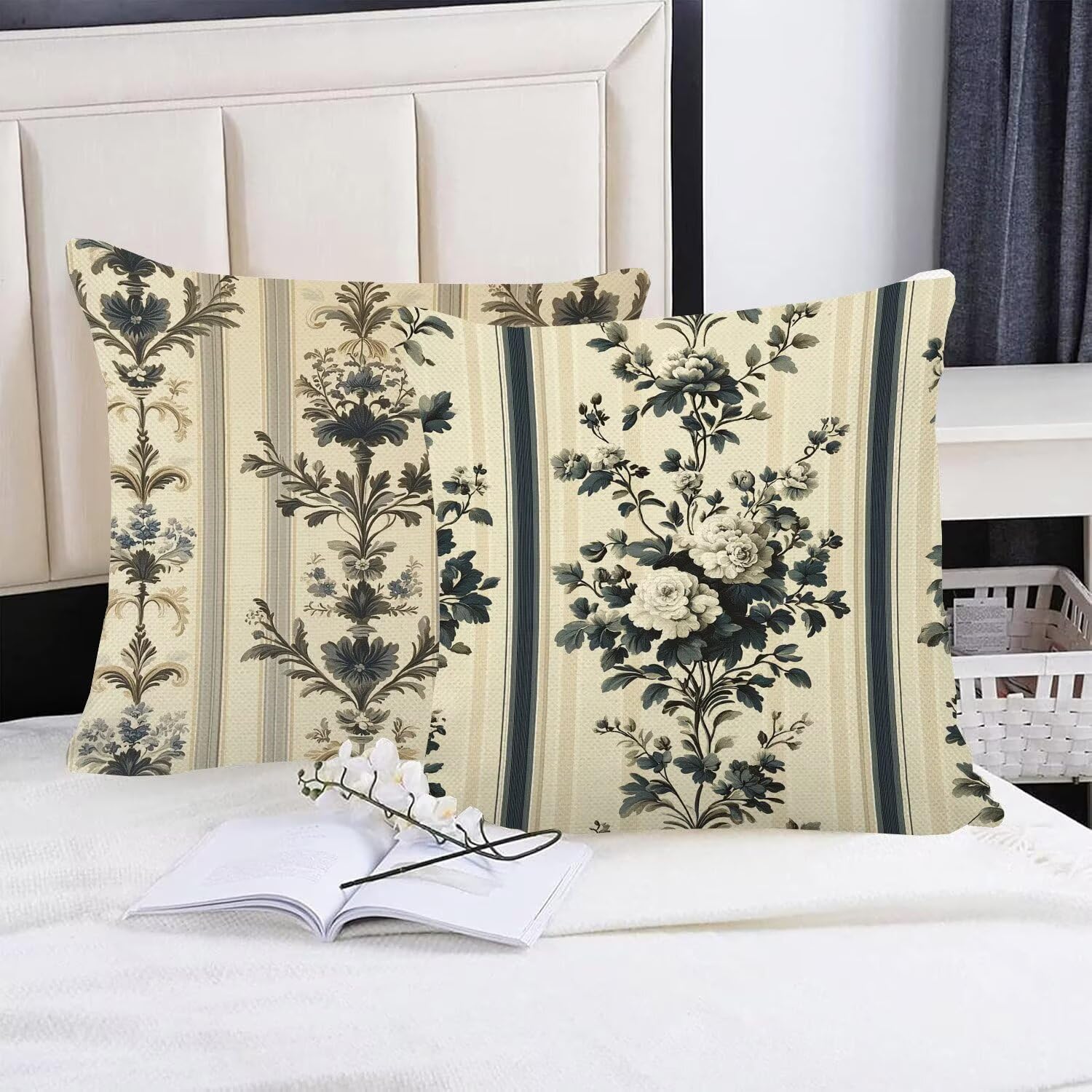 Juego de 4 Fundas Cojines Crema Flores (5) 60 x 60 cm Fundas Cojines, Decoración Moderna Cojin Exterior, para Sofá salón Coche Cama Sillas Decoración, Cuadrado Terciopelo Sofá Cojín Exterior m-442