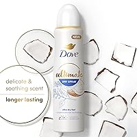 Vista 5 de Dove Ultimate Dry Spray antitranspirante de coco y sándalo, 2 unidades para 72 horas de protección contra el sudor y el olor con tecnología triple
