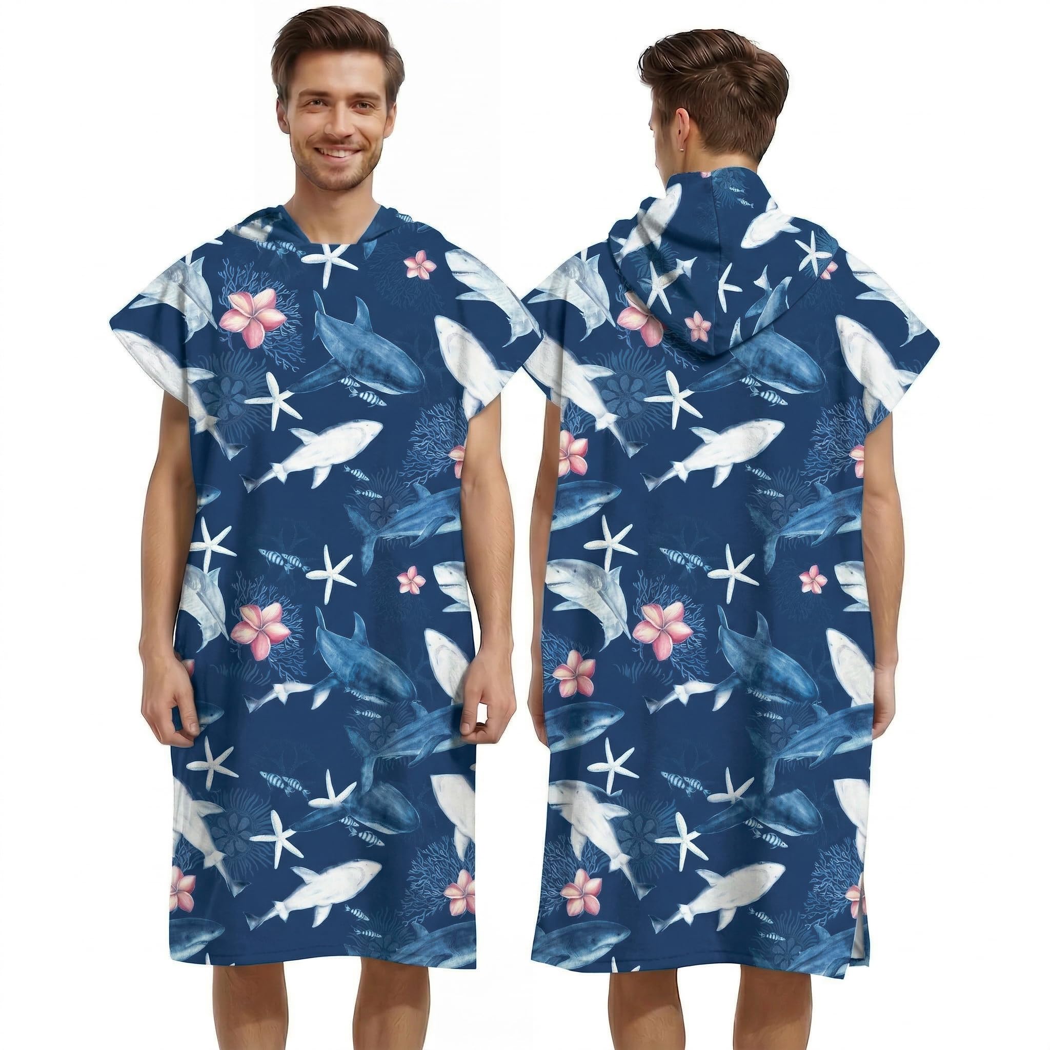 LOMTRATS Quick-drying Surf Poncho, Changing Towel, Bathrobe, Sports Towels for Swimmers,Hoodie for Adults,Swimming,Beach,Surfing,Diving,Bathing（Adult-M）