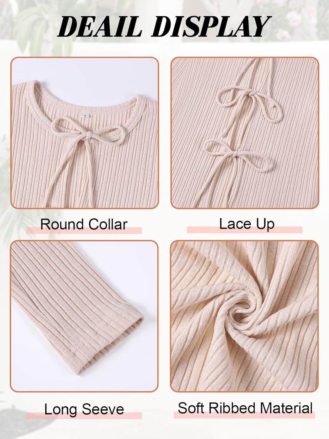 Tie Front Cardigan for Women 2025 Lightweight Cropped Ribbed Knit Shrug Fall Open Front Bow Cardigan Tops - Image 8
