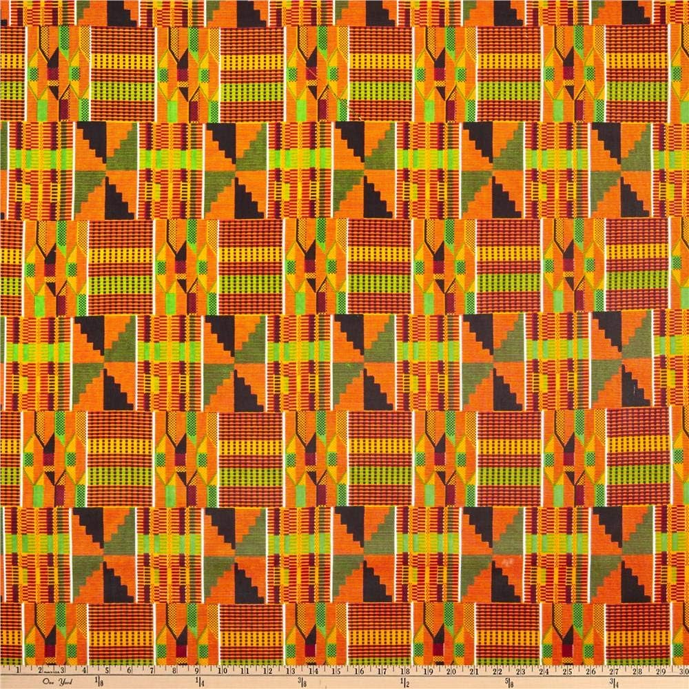 Shawn Pahwa African Ankara Print Sibusiso Orange/Green, Fabric by the Yard