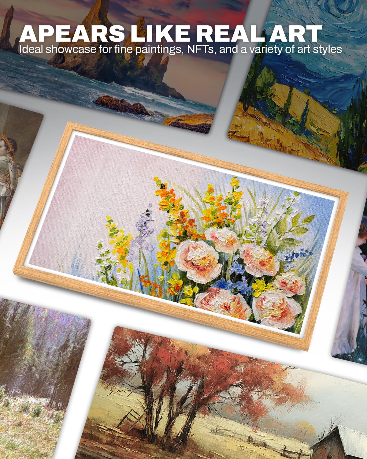 Arktronic Frameo 32 Inch Extra Large Digital Picture Frame Touchscreen, 64GB FHD IPS WiFi Digital Photo Frame, Wall-Mountable Auto-Rotate, Share Photo/Video via Apps/Email, USB/Mirco SD, Wood Pattern