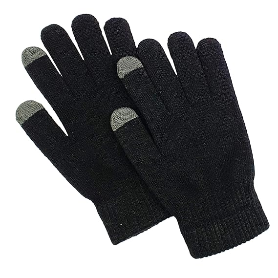 SellnShip Touch Screen Winter Gloves Warm Touchscreen Woolen Mittens for Men Women Children - Black Pair