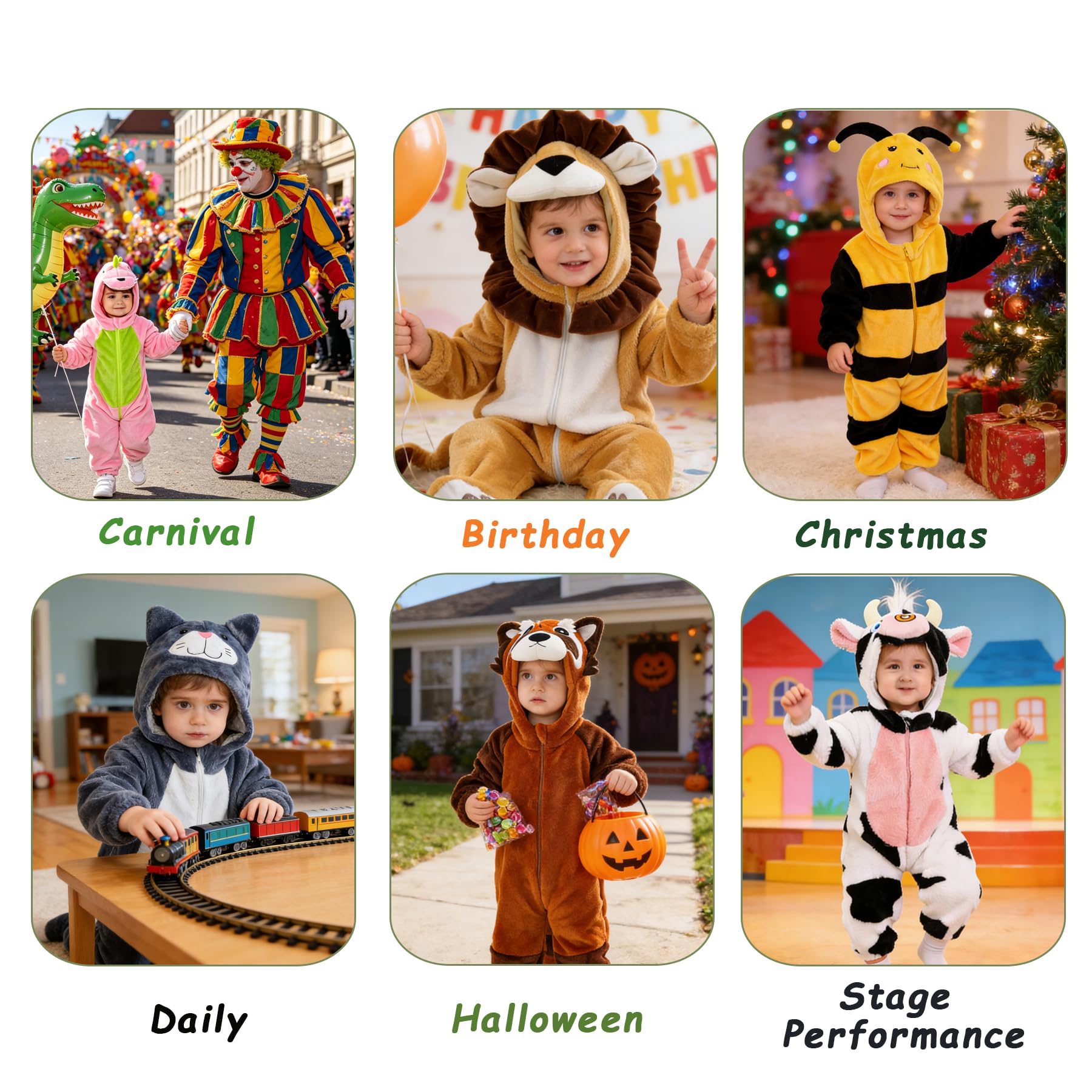 Bambino Inverno Pagliaccetto con Cappuccio Flanella Tutina per bambini Cosplay Halloween Costume