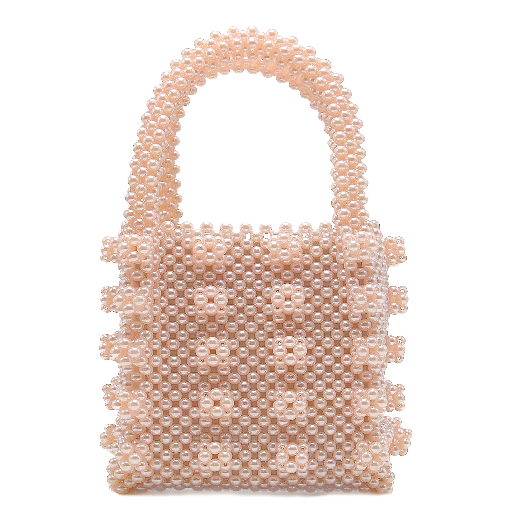 Miuco Womens Beaded Handbags Handmade Weave Crystal Pearl Tote Bags