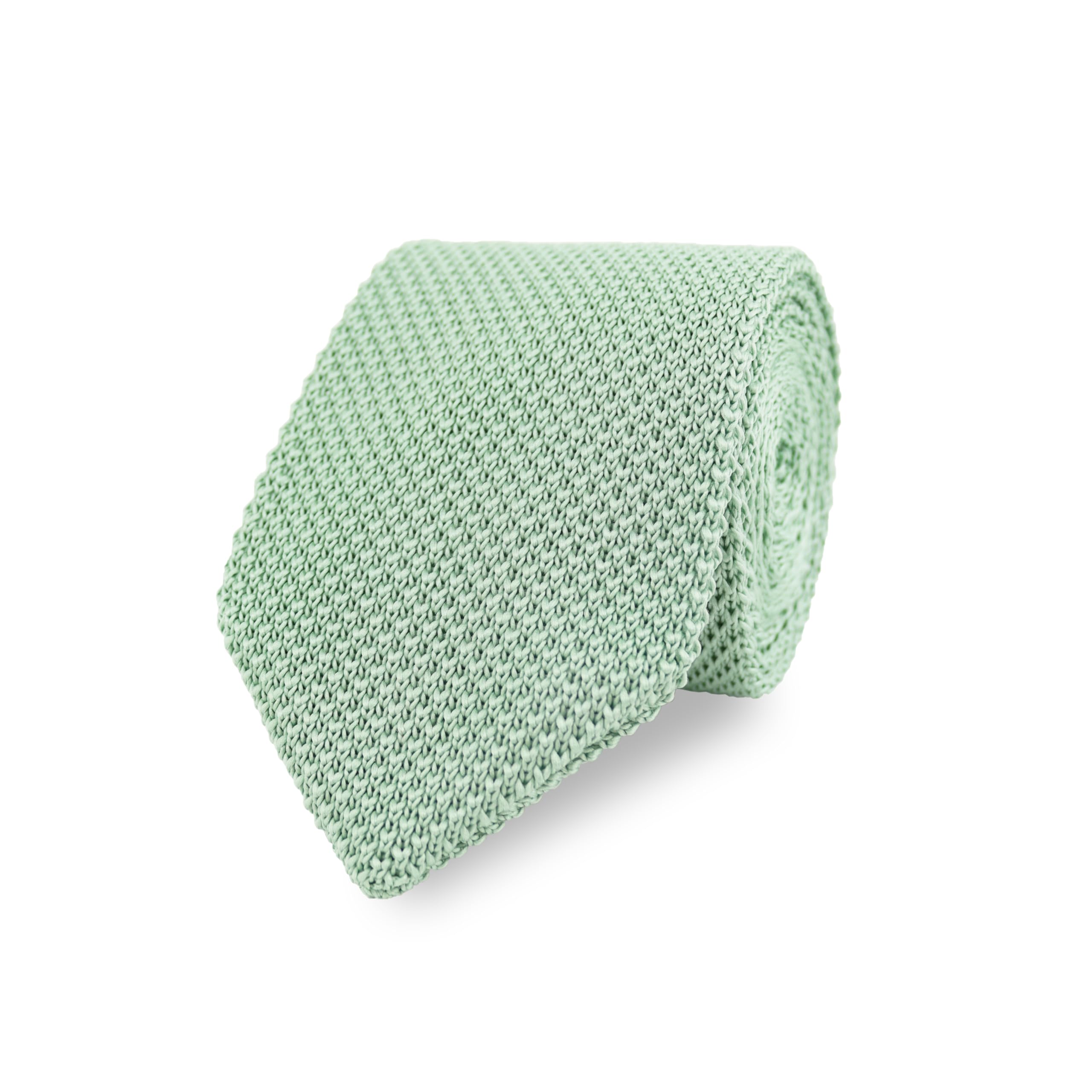 The Gents Lab Men's Light Sage Green - 100% Polyester Diamond End Knitted Neck Tie (Sage Green)