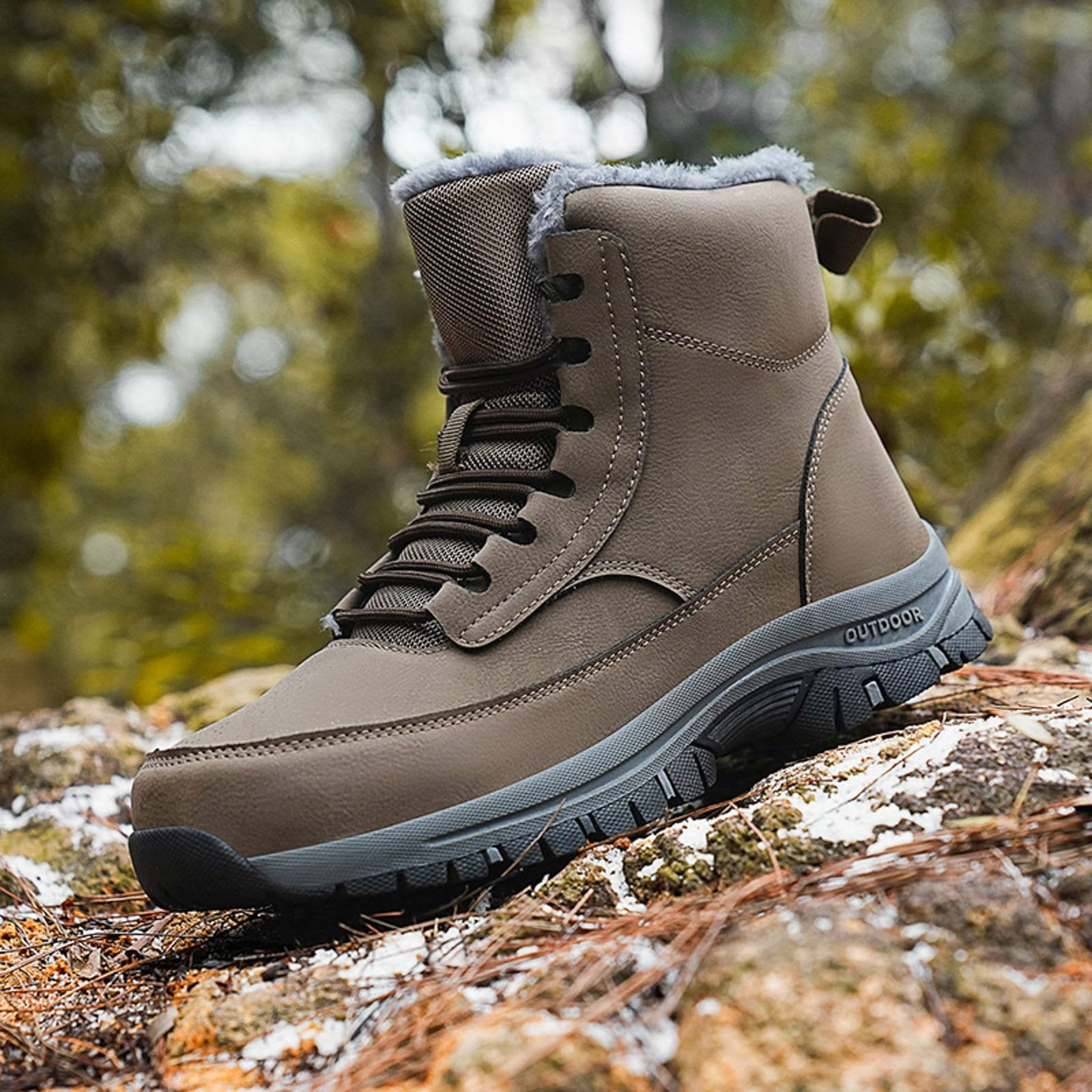 Stivali da Neve Uomo Invernali Stivali da Moto Uomo Foderato Pelliccia Caldo All'aperto Antiscivolo Doposci Scarponcini Chelsea Boot Outdoor Scarpe Casual Foderato Pelliccia Caldo