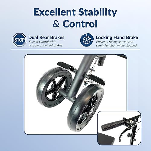 Miniatura 5 de Scooter para la rodilla KneeRover alternativa para las muletas con sistema de frenos duales en color negro mate