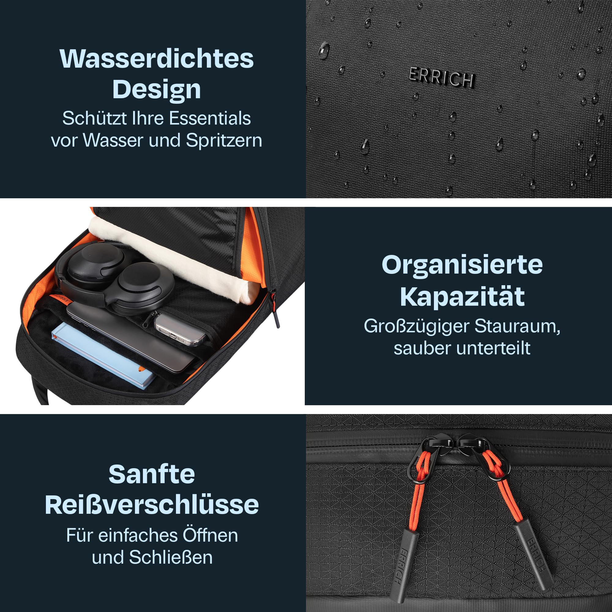 Urban-Rucksack für 15,6-Zoll-Laptop Wasserdichter Schwarzer Business Reise